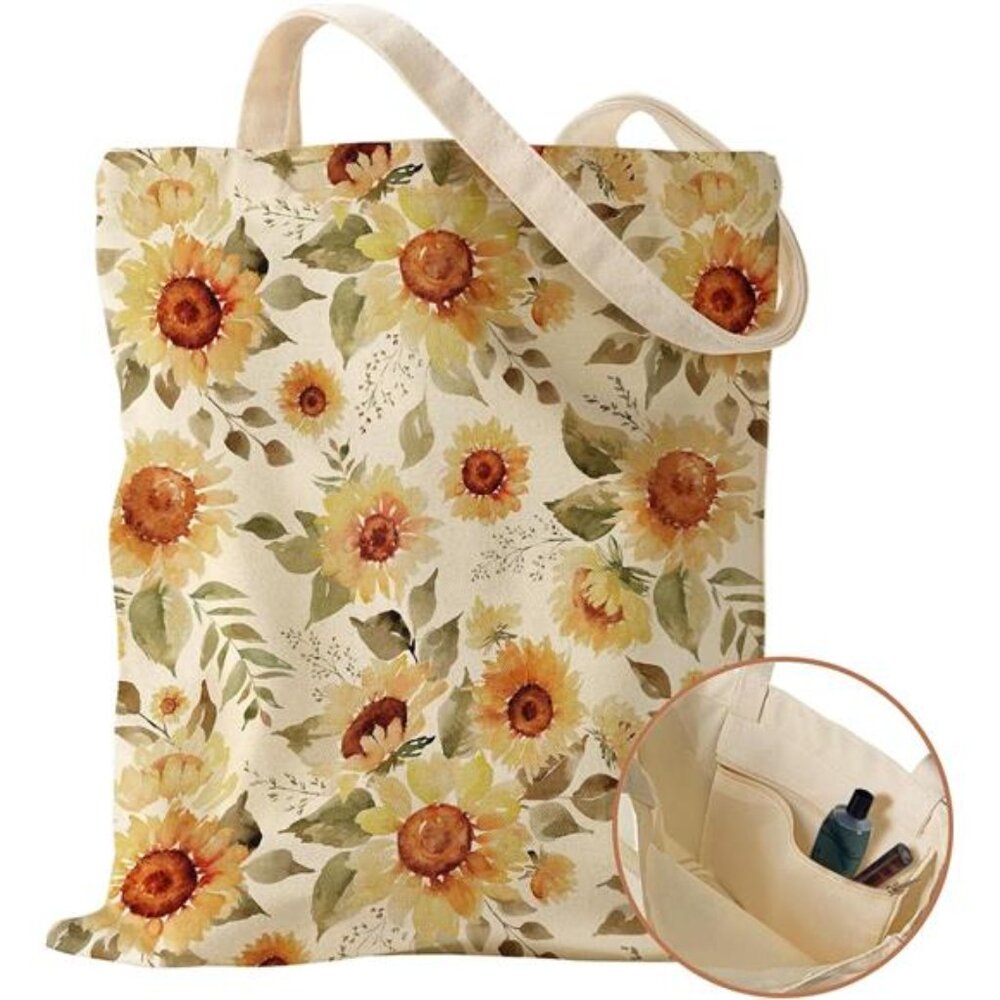 Canvas Tote Bag with Inner Pocket for Women,Cloth Cotton Totes Bag